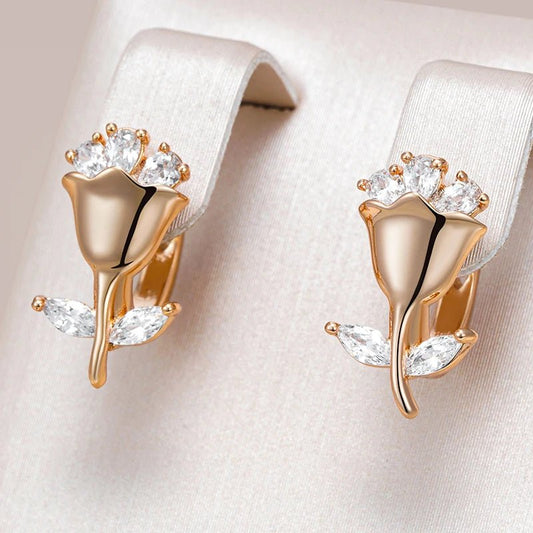 Little tulip 585 Rose Gold Trendy earrings - Gilded Rosy