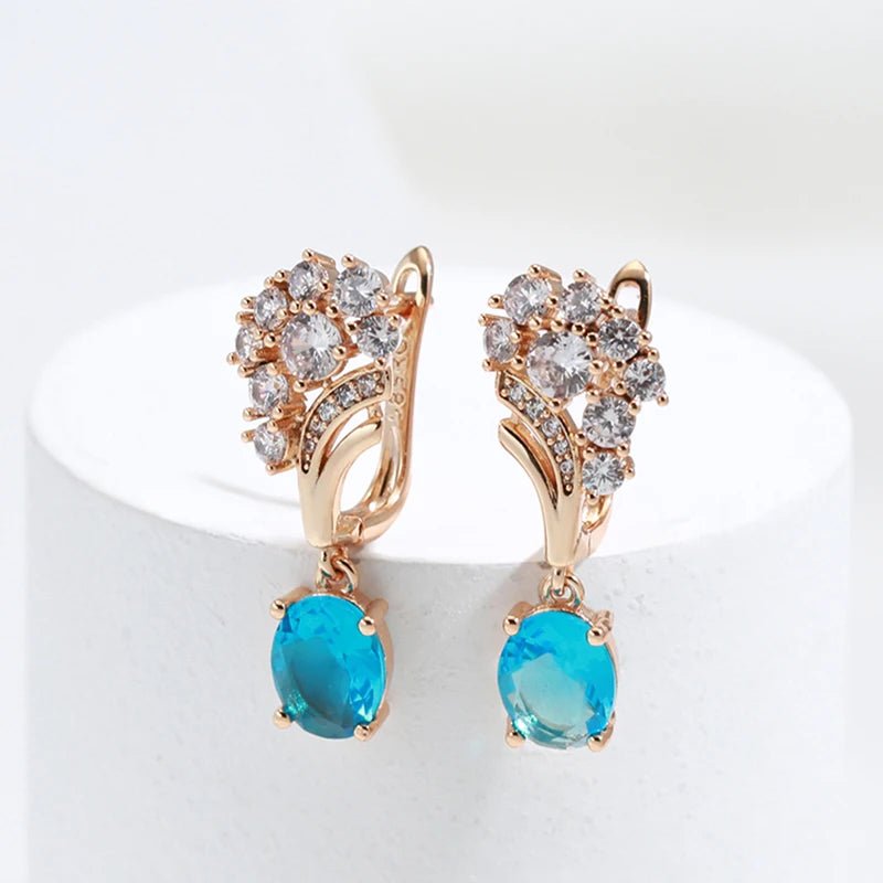 Long Drop Earrings - Gilded Rosy