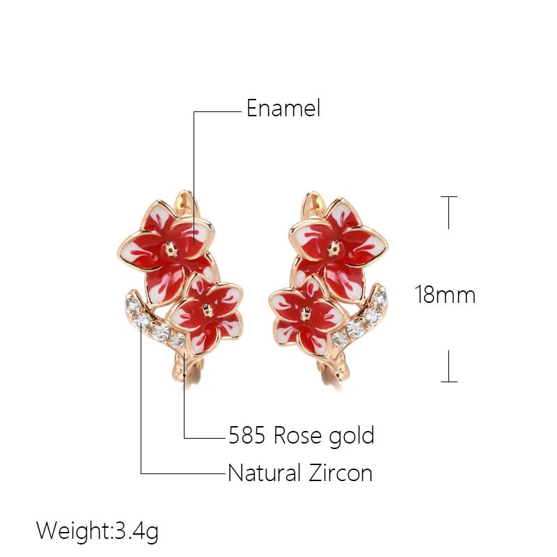 Orquidéa earrings style plated 585 rose gold with natural zircon - Gilded Rosy