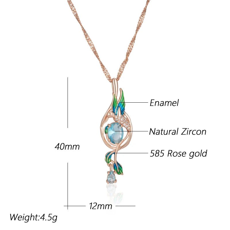 Peacock Necklace 585 Rose Gold - Gilded Rosy