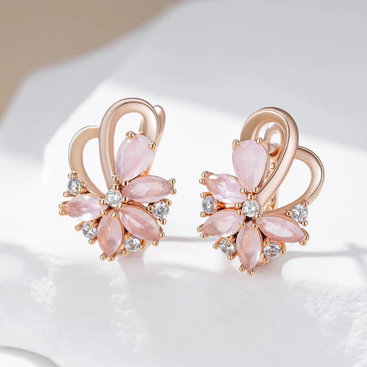 Pink cherry earrings - Gilded Rosy