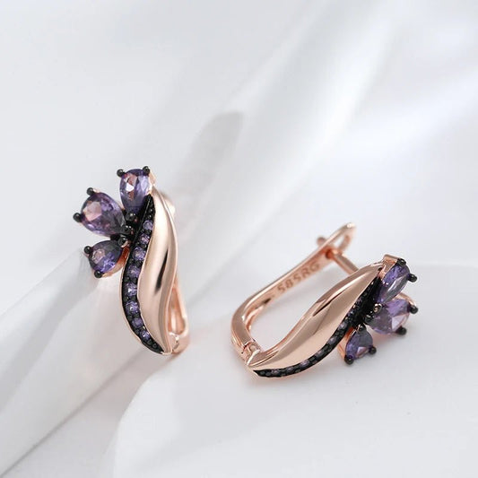 Purple Dahlia Earrings - Gilded Rosy