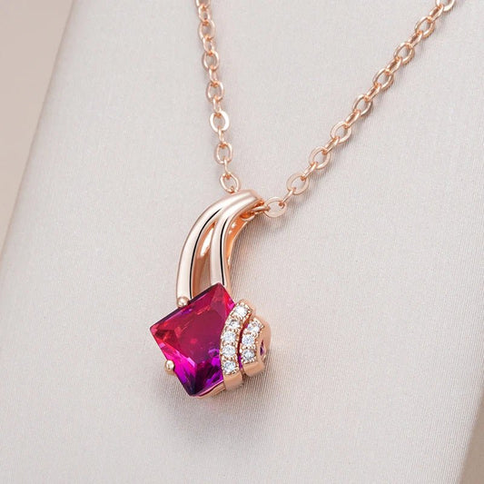 Rose Celosia Pendant Necklace 585 Rose Gold - Gilded Rosy