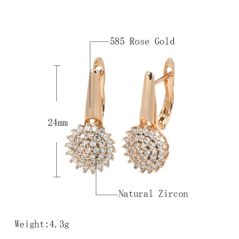 White Crystal flower earrings 585 Rose Gold - Gilded Rosy