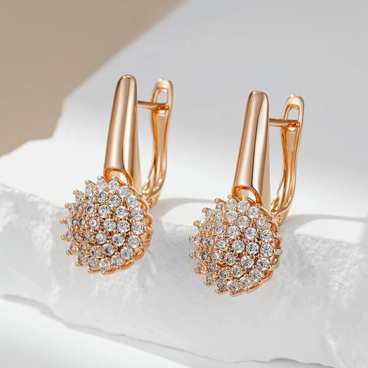 White Crystal flower earrings 585 Rose Gold - Gilded Rosy