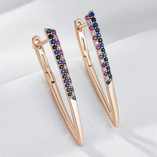 Amaranthus blue and purple Earrings 585 Rose Gold - Gilded Rosy