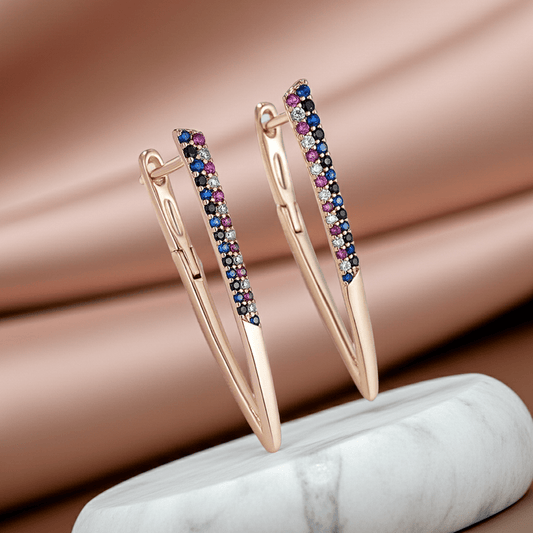 Amaranthus blue and purple Earrings 585 Rose Gold - Gilded Rosy