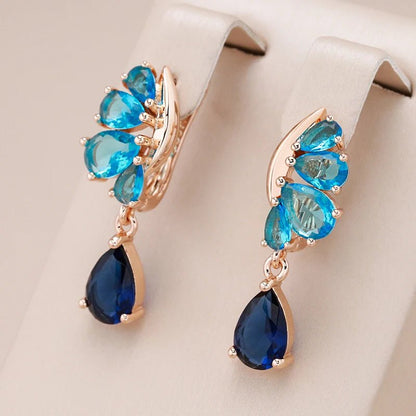 Blue Butterfly drop 585 Rose Gold Earrings - Gilded Rosy