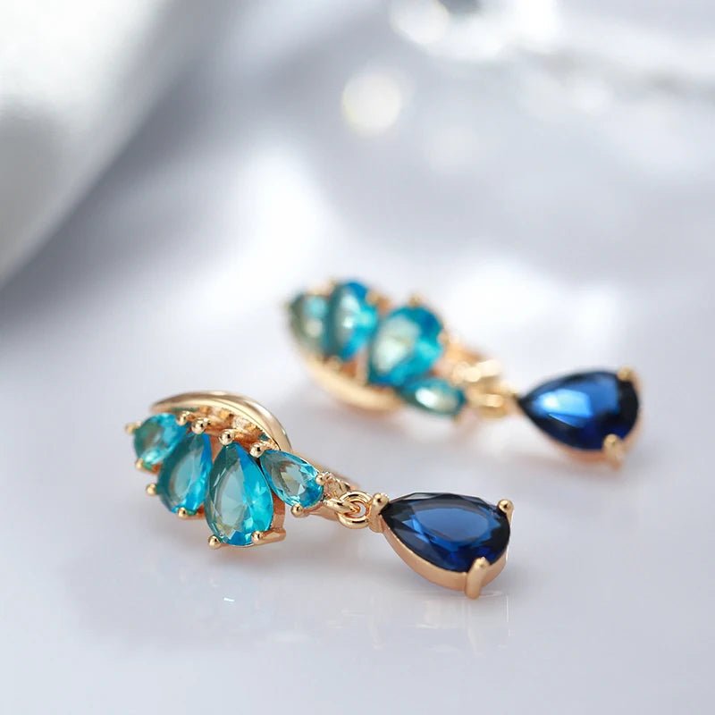 Blue Butterfly drop 585 Rose Gold Earrings - Gilded Rosy