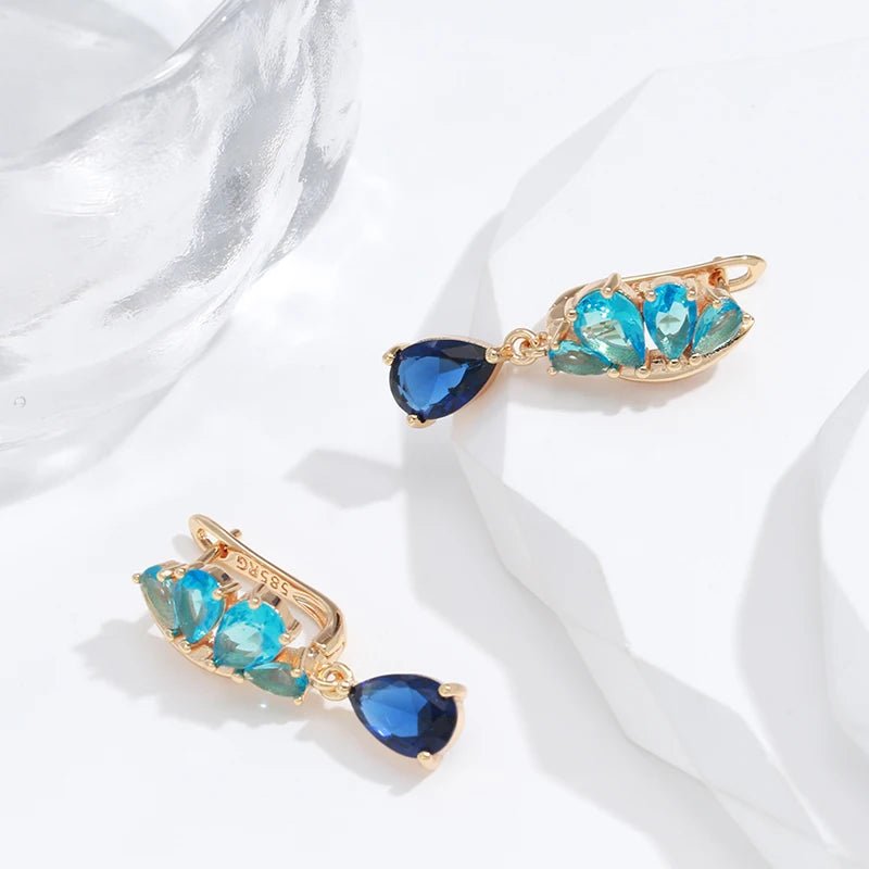 Blue Butterfly drop 585 Rose Gold Earrings - Gilded Rosy