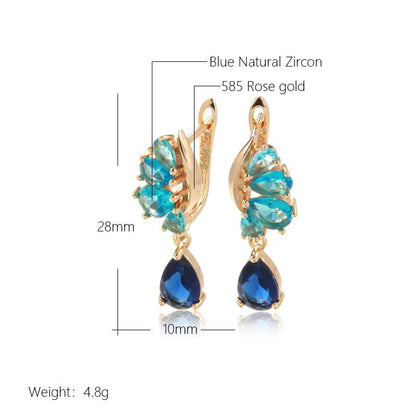Blue Butterfly drop 585 Rose Gold Earrings - Gilded Rosy