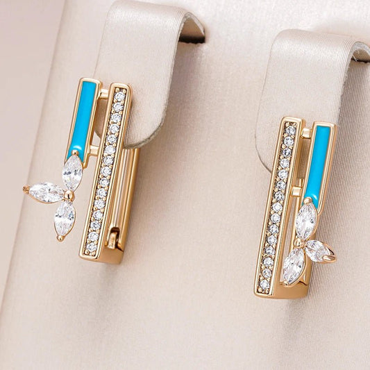 Blue Star Earrings 585 Rose Gold Color Blue Enamel - Gilded Rosy