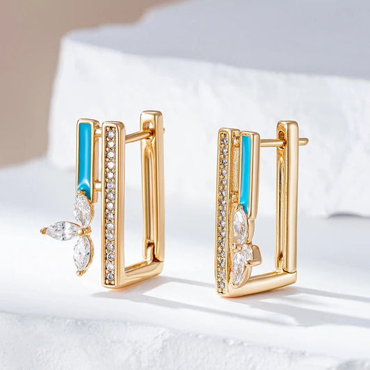 Blue Star Earrings 585 Rose Gold Color Blue Enamel - Gilded Rosy