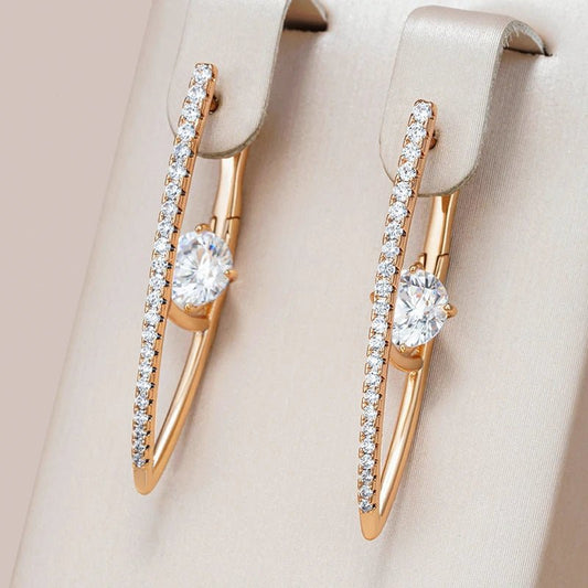 Coneflower 585 Rose Gold Long Earrings - Gilded Rosy