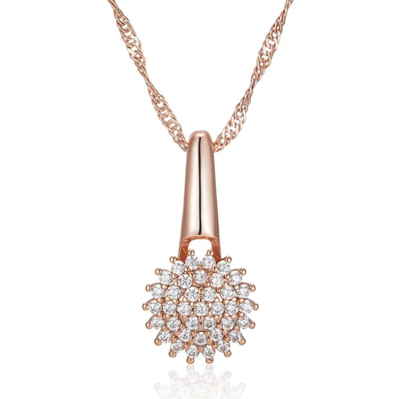 Crystal Flower Necklace 585 Rose Gold - Gilded Rosy