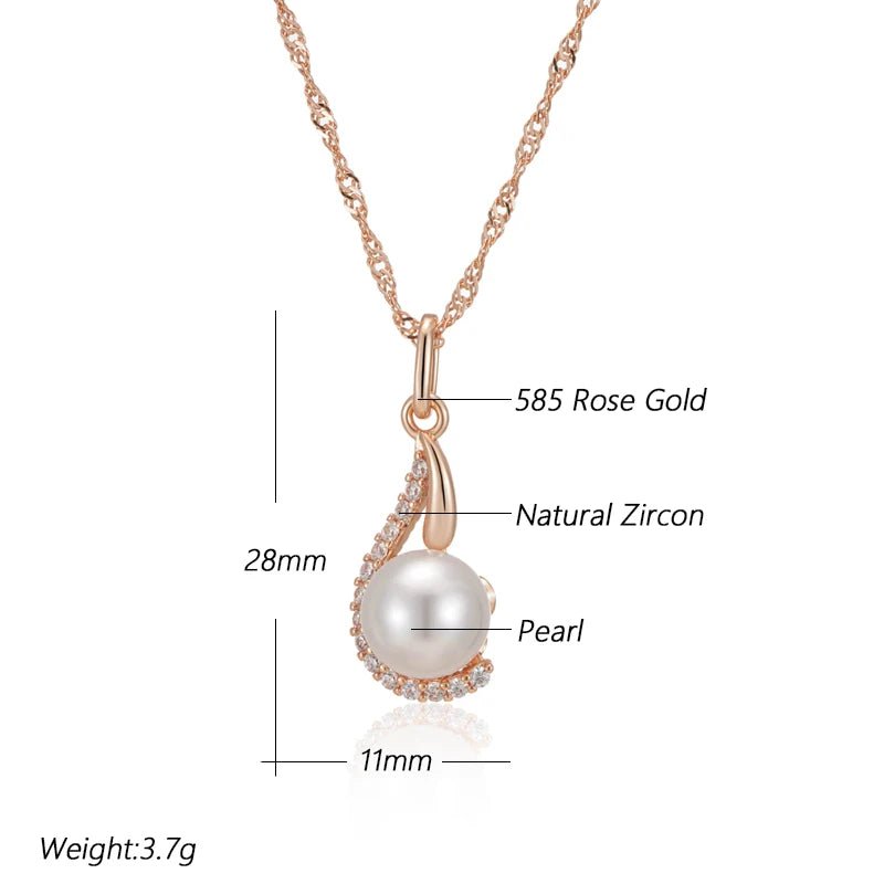 Geometric Pearl Necklace 585 Rose Gold - Gilded Rosy