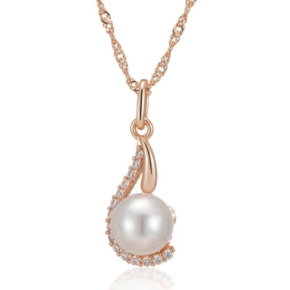 Geometric Pearl Necklace 585 Rose Gold - Gilded Rosy