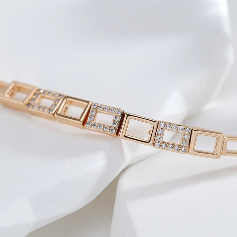 Gold Square 585 Rose Link Bracelet - Gilded Rosy