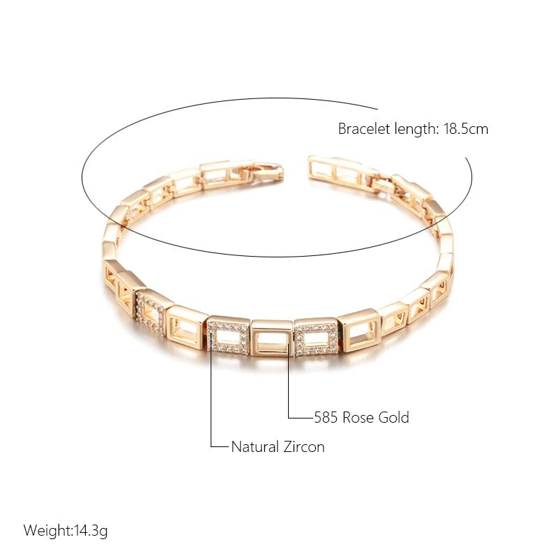 Gold Square 585 Rose Link Bracelet - Gilded Rosy