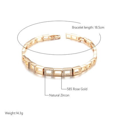 Gold Square 585 Rose Link Bracelet - Gilded Rosy
