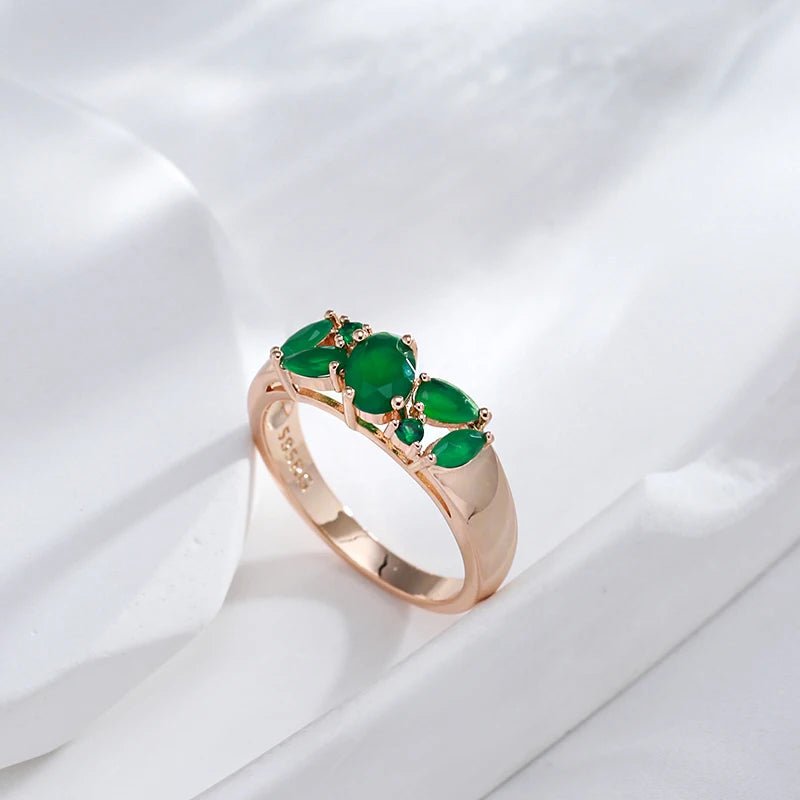 Green button pom Ring 585 Rose Gold - Gilded Rosy