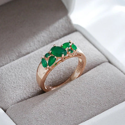 Green button pom Ring 585 Rose Gold - Gilded Rosy