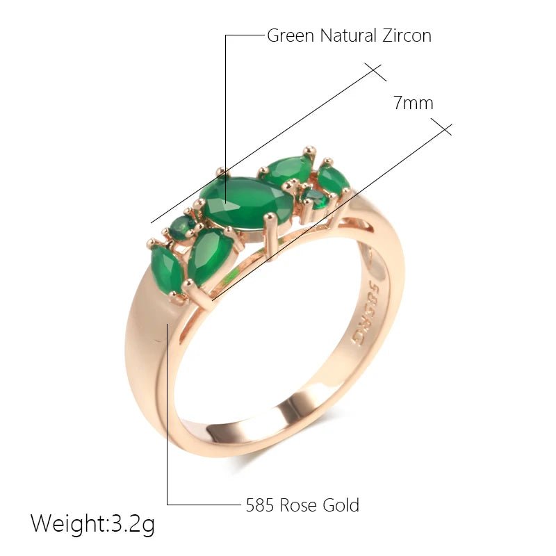 Green button pom Ring 585 Rose Gold - Gilded Rosy