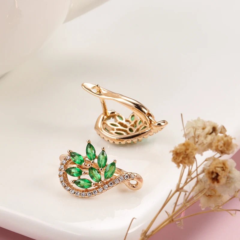 Green Viridiflora earrings 585 Rose Gold - Gilded Rosy