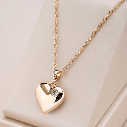 Heart Pendant Necklace 585 Rose Gold Color - Gilded Rosy