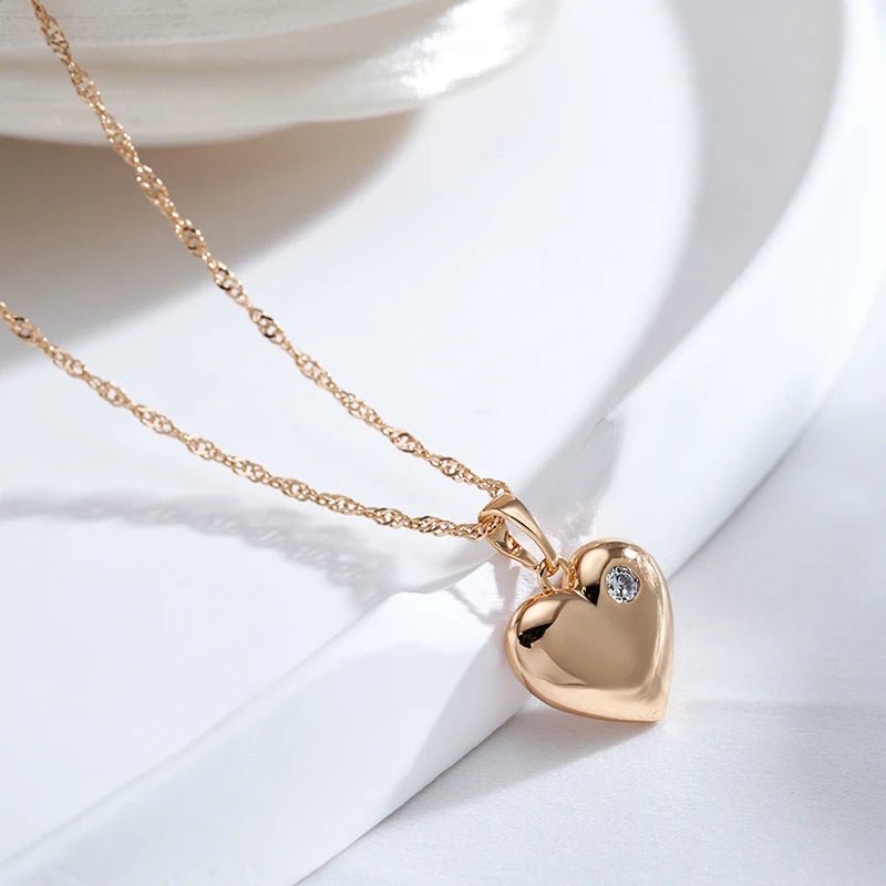 Heart Pendant Necklace 585 Rose Gold Color - Gilded Rosy