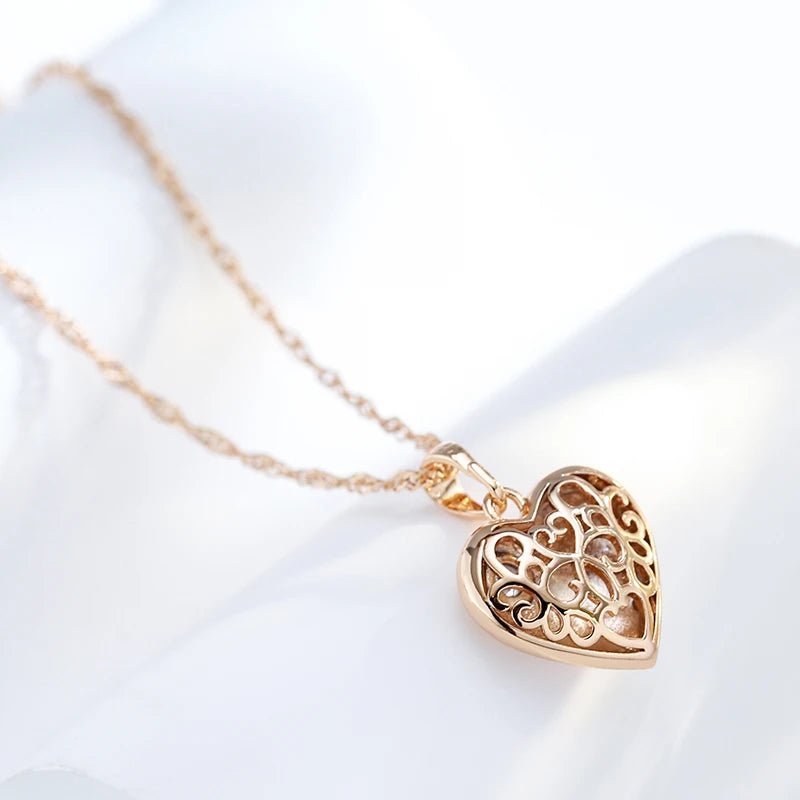 Heart Pendant Necklace 585 Rose Gold Color - Gilded Rosy