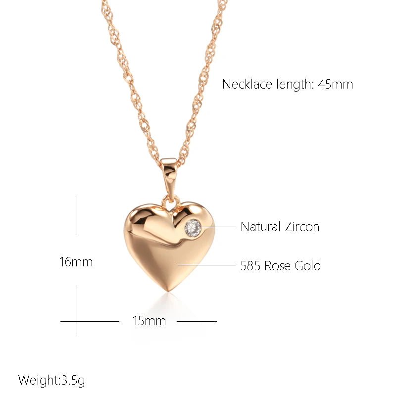 Heart Pendant Necklace 585 Rose Gold Color - Gilded Rosy