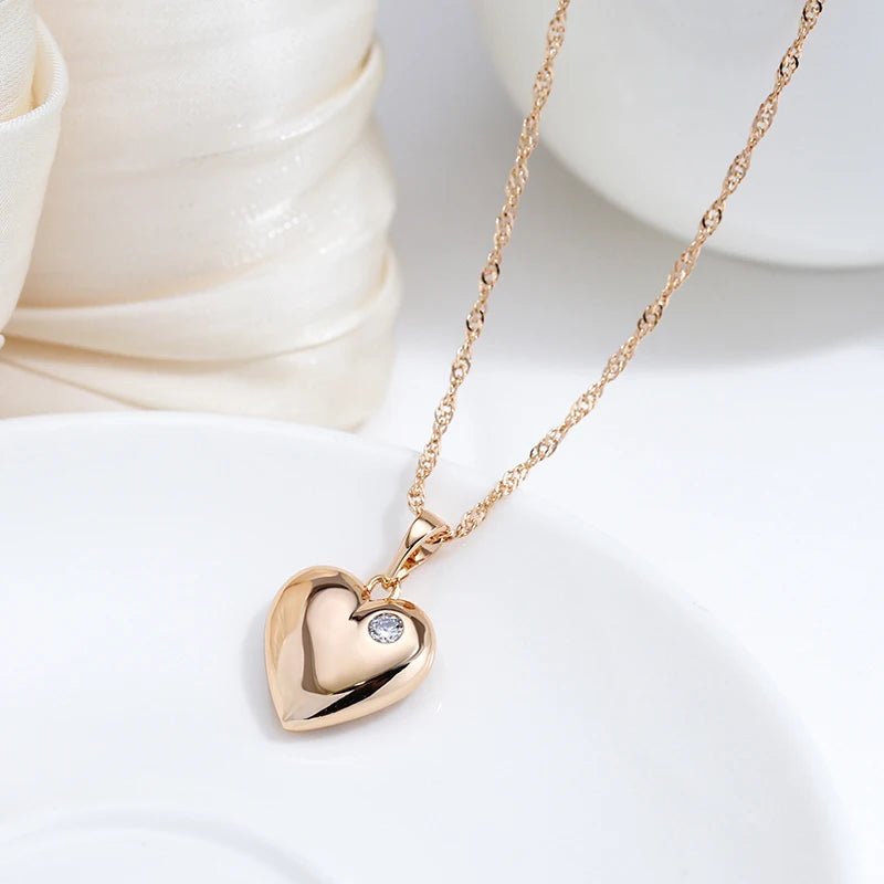 Heart Pendant Necklace 585 Rose Gold Color - Gilded Rosy