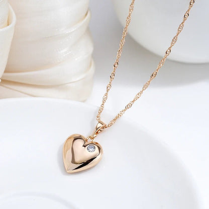 Heart Pendant Necklace 585 Rose Gold Color - Gilded Rosy