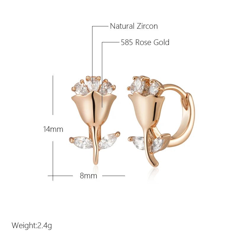 Little tulip 585 Rose Gold Trendy earrings - Gilded Rosy