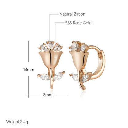 Little tulip 585 Rose Gold Trendy earrings - Gilded Rosy