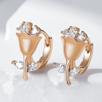 Little tulip 585 Rose Gold Trendy earrings - Gilded Rosy