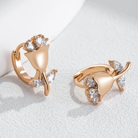 Little tulip 585 Rose Gold Trendy earrings - Gilded Rosy