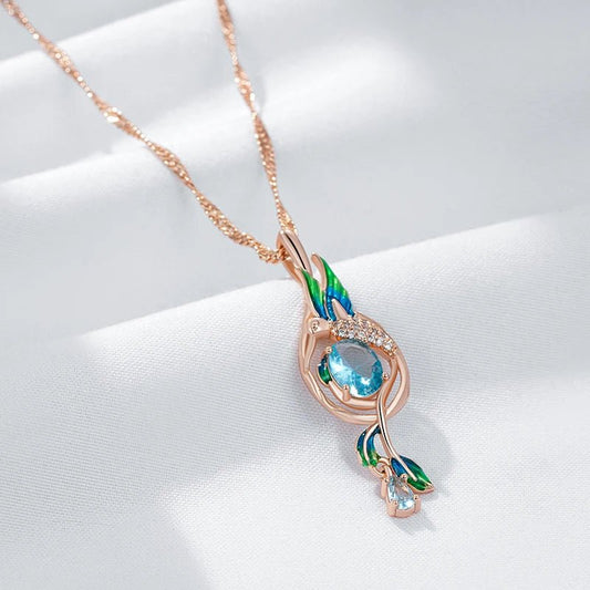 Peacock Necklace 585 Rose Gold - Gilded Rosy