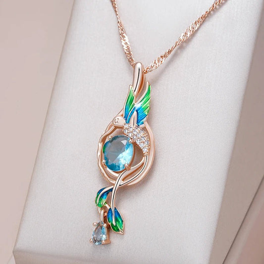 Peacock Necklace 585 Rose Gold - Gilded Rosy