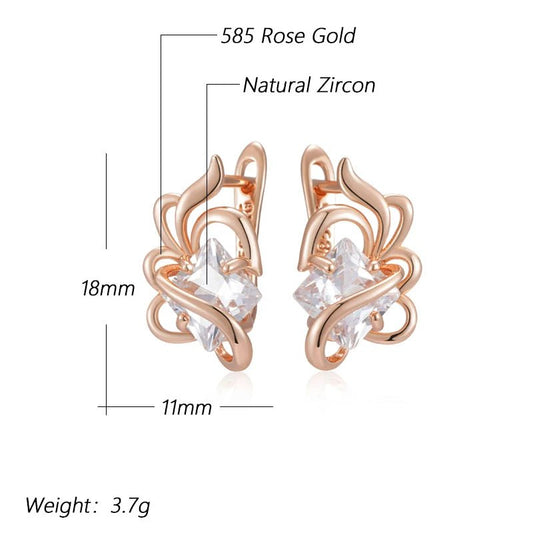 Pentas Earrings 585 Rose Gold Crystal Flower - Gilded Rosy