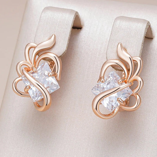 Pentas Earrings 585 Rose Gold Crystal Flower - Gilded Rosy