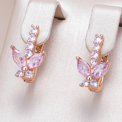 Pink Butterfly Drop Earrings 585 Rose Gold - Gilded Rosy