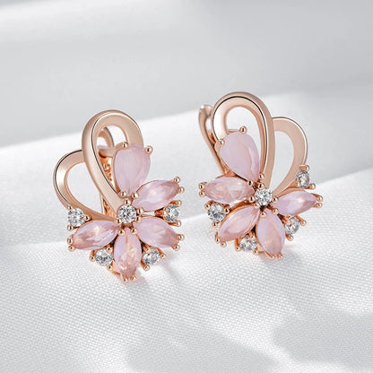 Pink cherry 585 Rose Gold earrings - Gilded Rosy
