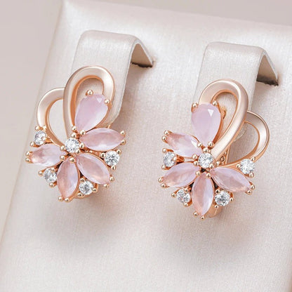 Pink cherry 585 Rose Gold earrings - Gilded Rosy