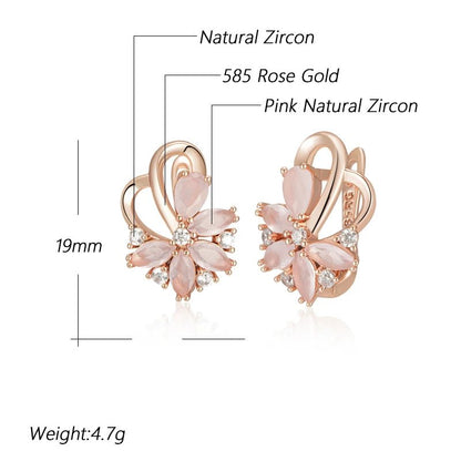 Pink cherry 585 Rose Gold earrings - Gilded Rosy