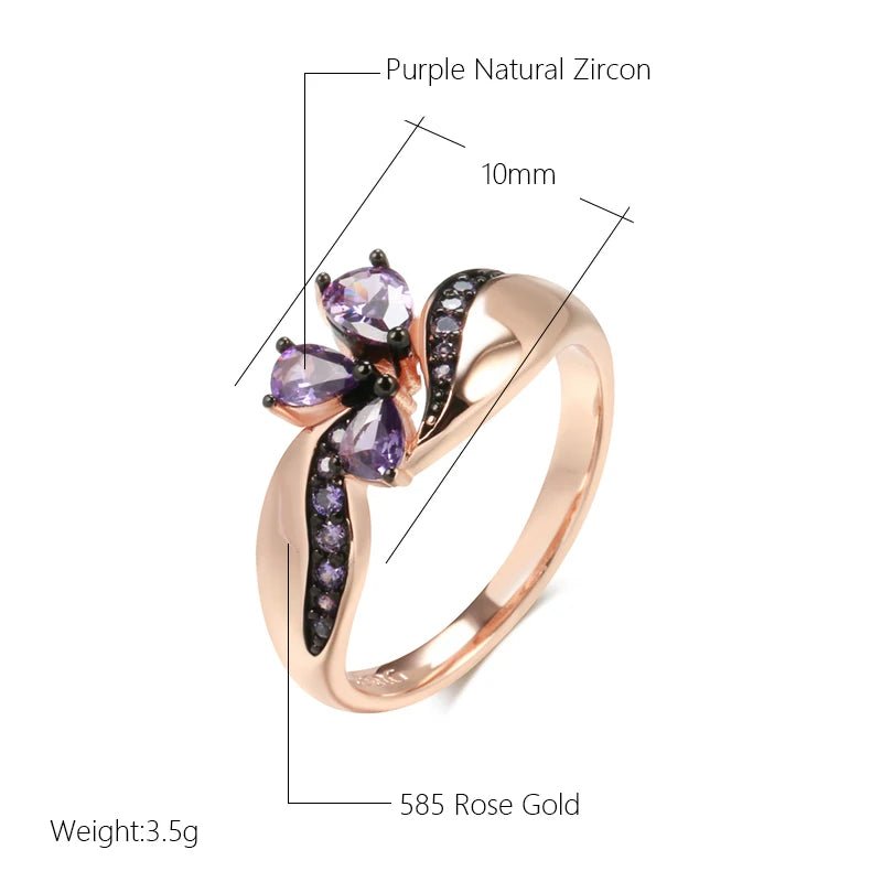 Purple Dahlia ring 585 Rose Gold - Gilded Rosy