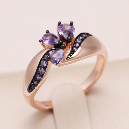 Purple Dahlia ring 585 Rose Gold - Gilded Rosy