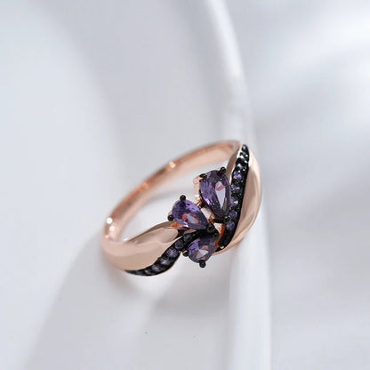Purple Dahlia ring 585 Rose Gold - Gilded Rosy