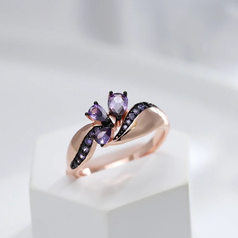 Purple Dahlia ring 585 Rose Gold - Gilded Rosy